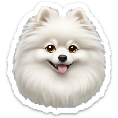 White pomeranian fluffy sticker