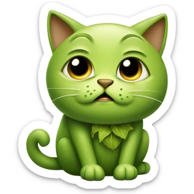 Sad cat eating Brussels sprouts sticker
