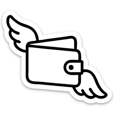 debt emoji icon of a wallet with wings flying away, symbolizing lost money sticker