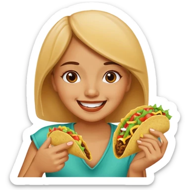 Girl eating a taco sticker