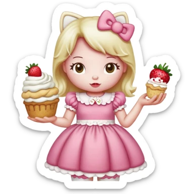 hello kitty strawberry shortcake pink sticker