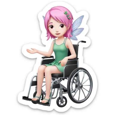 Female fairy with pink hair in a wheelchair sticker