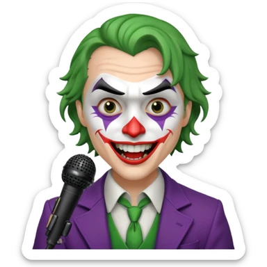 joker with, microphone, singing sticker