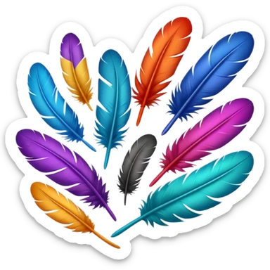 Different colored feathers falling ￼ sticker