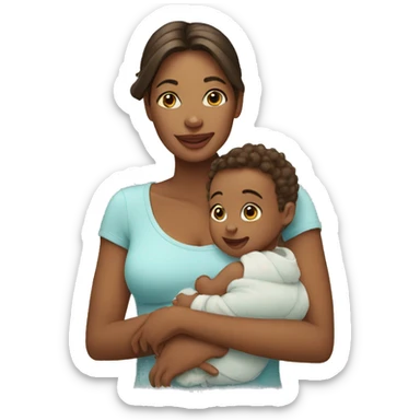 a beautiful woman with a baby boy sticker