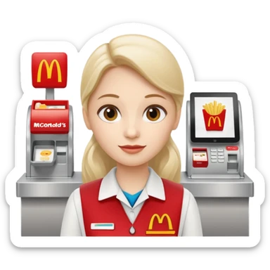 white cashier at McDonald's counter sticker