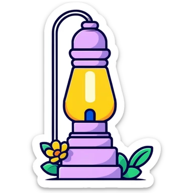 May Day festive lamp with spring decorations sticker