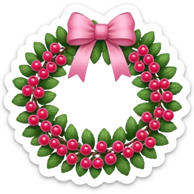 pink ornament wreath with berries sticker
