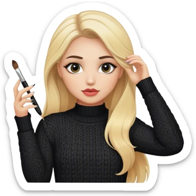 luxury blonde makeup artist wearing black knitted sweater sticker