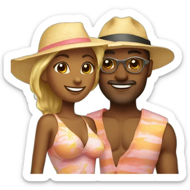 beach vacation couple sticker