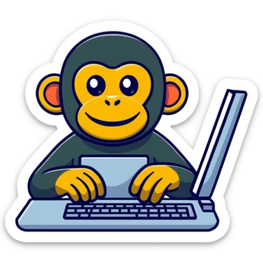 excited ape sending text messages on a computer keyboard sticker
