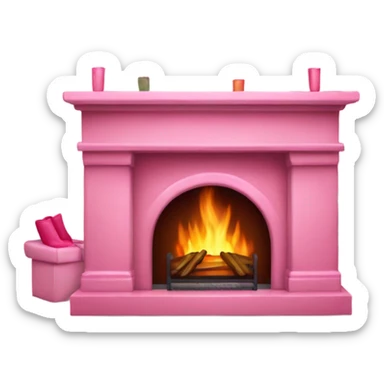 Pink fireplace with stockings sticker