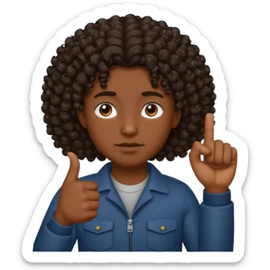 Persona de color con el pulgar arriba con el pelo colocho y más maliante sticker