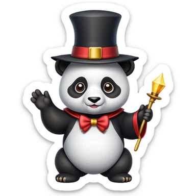 panda with magician hat sticker