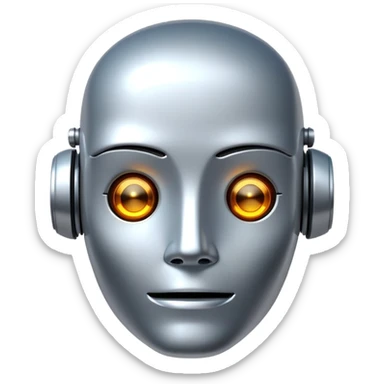 simple AI robot face with digital expression sticker