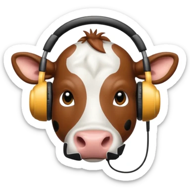 cow with headphones sticker