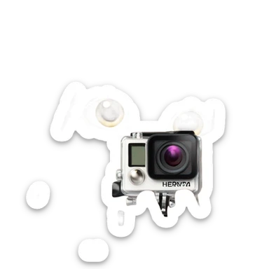 hot girl with long hair holding a gopro sticker