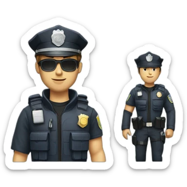 Police officer with a tactical gilet with a firefighter sticker