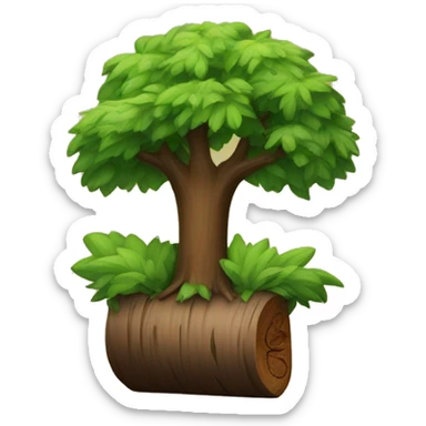 Green trees wrapped in a brown log sticker