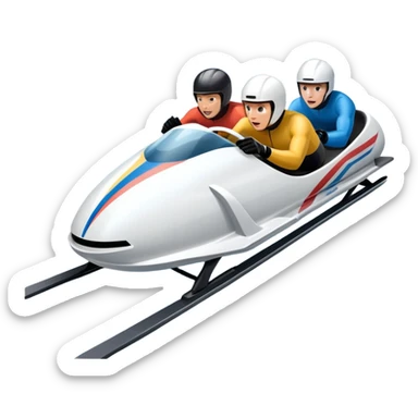 An icon featuring a sleek bobsled with athletes racing down an icy track at high speed, helmets on and bodies aligned for aerodynamics. Surrounded by icy curves, snowbanks, and a wintry mountain backdrop. Transparent background captures the thrill and precision of bobsleigh. sticker