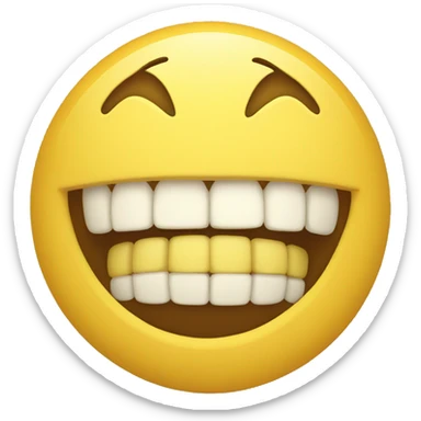 Smiling emoji with yellow bone in mouth sticker