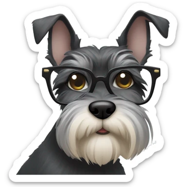 Schnauzer with glasses and cat ears sticker