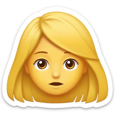 una cara amarilla mirando hacia arriba a la derecha mientras se acaricia el pelo sticker