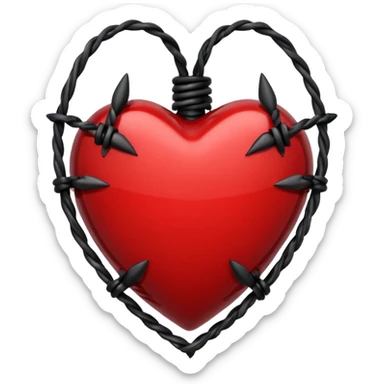 gothic style heart, deep red with black barbed wire sticker