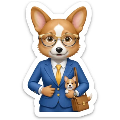 perrita caricatura gorgi gales ejecutiva con ropa celeste sticker