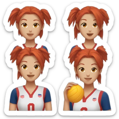 red head and asian volleyball players sticker