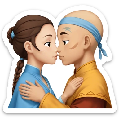 Aang and katara kiss sticker