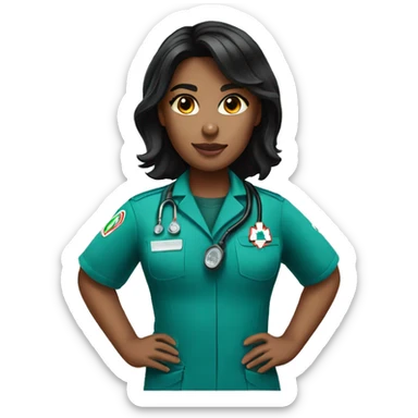 Black haired female paramedic  sticker