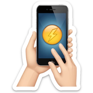 a hand holding a phone taking a picture with flash sticker