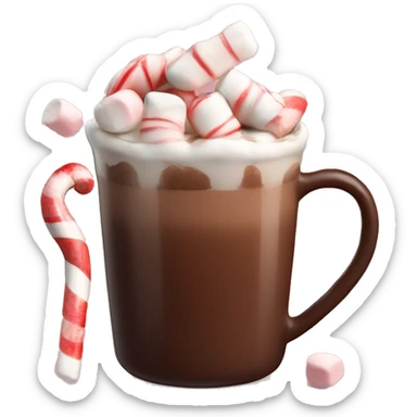 Hot chocolate with to peppermint and marshmallows sticker