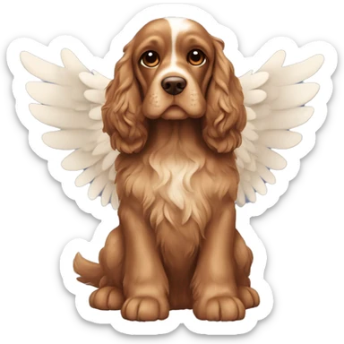 brown angel wing cocker spaniel. Dog sits show the whole body. sticker