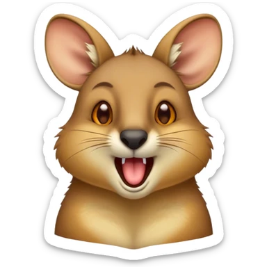 Cinematic Cute Yawning Wallaby Portrait Emoji, Head tilted slightly with a dramatic, wide-open yawn, showcasing a soft, downy tan fur with gently drooping ears, round amber eyes barely open in drowsy contentment, Simplified yet irresistibly adorable features, highly detailed, glowing with a soft, cozy glow, high shine, relaxed yet expressive, stylized with a touch of outback charm, bright and endearing, soft glowing outline, capturing the essence of a sleepy yet affectionate wallaby, so drowsy it feels like it could stretch out of the screen and curl up for a nap! sticker