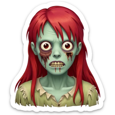 Zombie com franja e cabelo comprido ruivo sticker