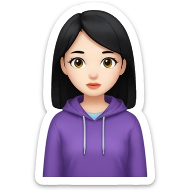 Girl WITH black Longinos hair and aesthetic clothes sticker