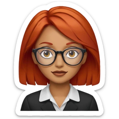 Una mujer con pelo rojo y lentes trigueña sticker