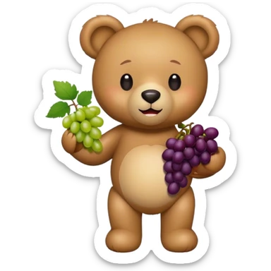 teddy bear with grapes sticker