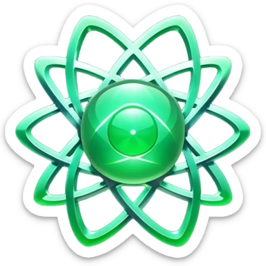 glitter green atomic symbol sticker