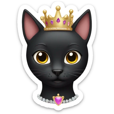 black cat wearing a princess crown  sticker