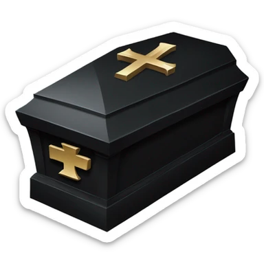 Black coffin with a cross on it sticker