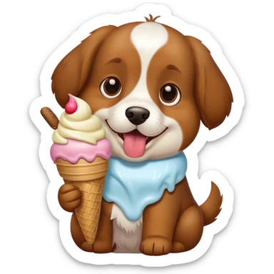 Cane che mangia un gelato sticker