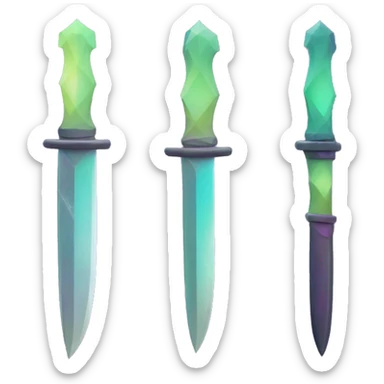 45° angle Aurora borealis purple teal lime green dagger knife sword sticker