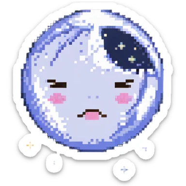 full moon with sleepy face, closed eyes and small z's floating sticker