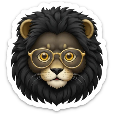 Black Lion with glasses on sticker