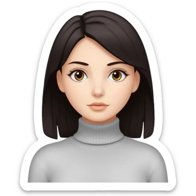 Chica blanca pelo oscuro ojos oscuros muy atractiva y jersey de cuello blanco claro sticker