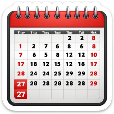 Calendar with 7 days per week sticker