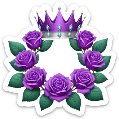 Purple rose with silver tiara and a purple emblem leaf wreath sticker